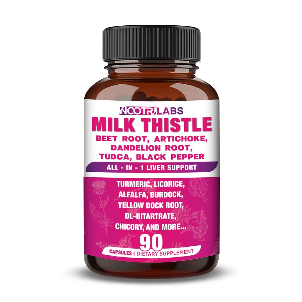All-in-1 più alta potenza latte Thistle NAC BeetRoot Artichoke Dandelion Root - Liver Health Support, Cleanse Detox & Repair, Antioxidant, Plus TUDCA Choline and Ginger - 90 capsule vegan