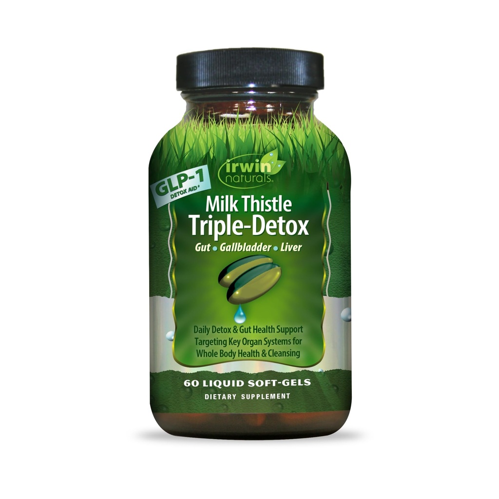 Irwin Naturals Milk Thistle Triple-Detox — Supporto avanzato del fegato e del ditox, 60 Softgel liquidi