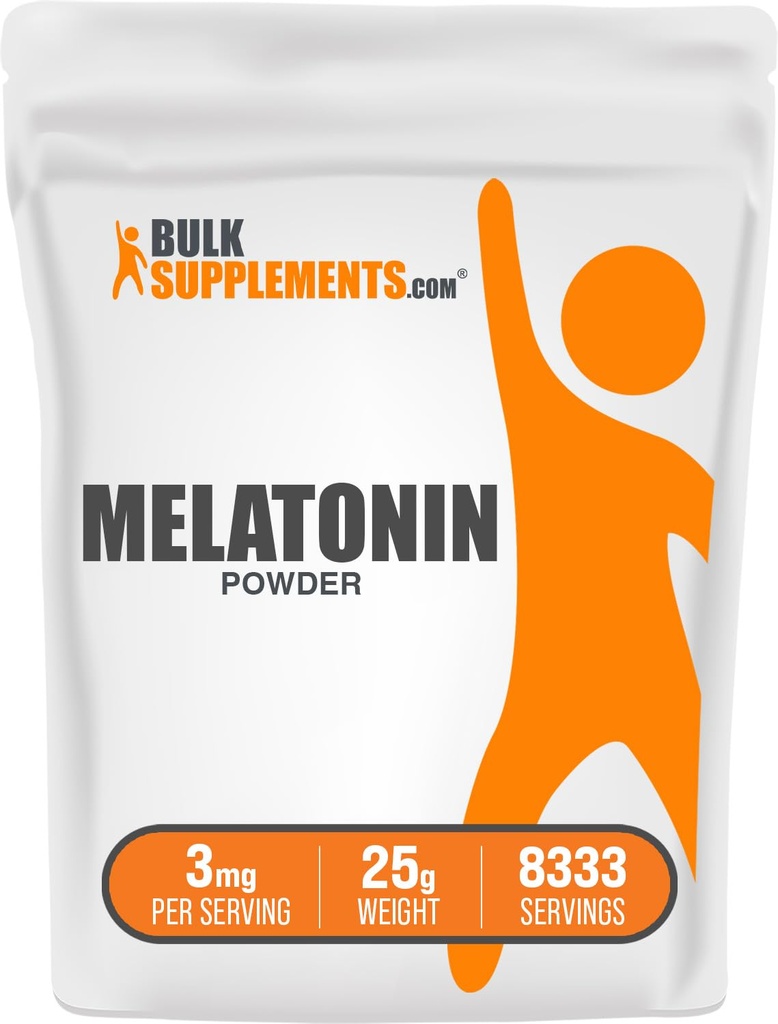 BulkSupplements.com Melatonin Polvere - Melatonina pura, Sleep Aid for Adults - Vegan & Gluten Free, 3mg per Serving, 25g (0.88 oz) (Pack of 1)