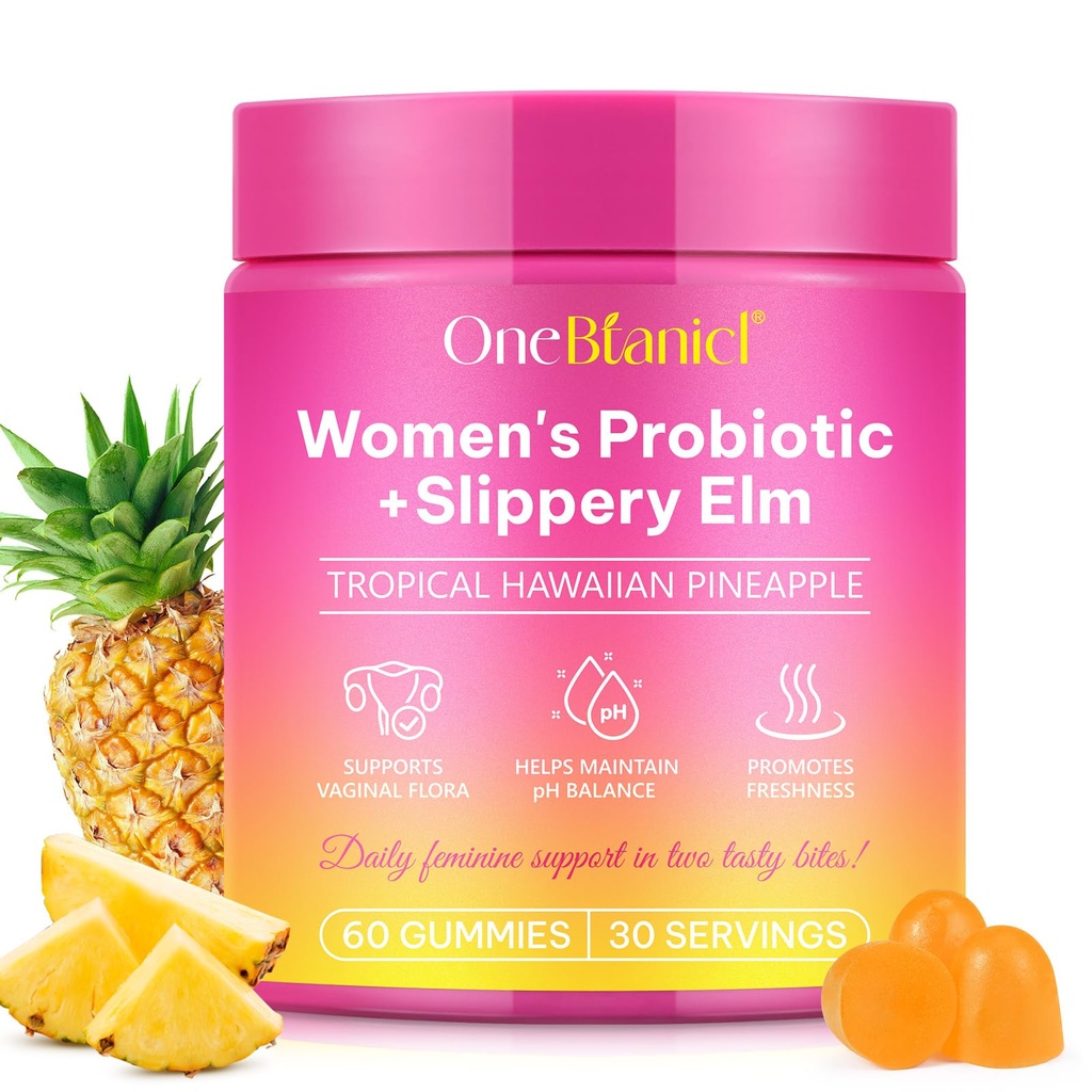 Probiotici femminili Gummies,probiotici donne vaginali,Feminine Balance pH Gummies per l'odore sano,Improve Immune,Supporto Vaginal Health,con Slippery Elm(60 Gummies)