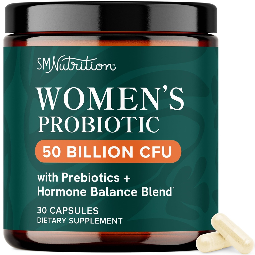 Probiotici per le donne | 50 miliardi di CFU per il supporto di salute vaginale, pH Balance & Digestive | Probiotici femminili con Prebiotici & Hormone Balance Blend | Shelf Stable | Vegan, Gluten-Free | 30 Ct