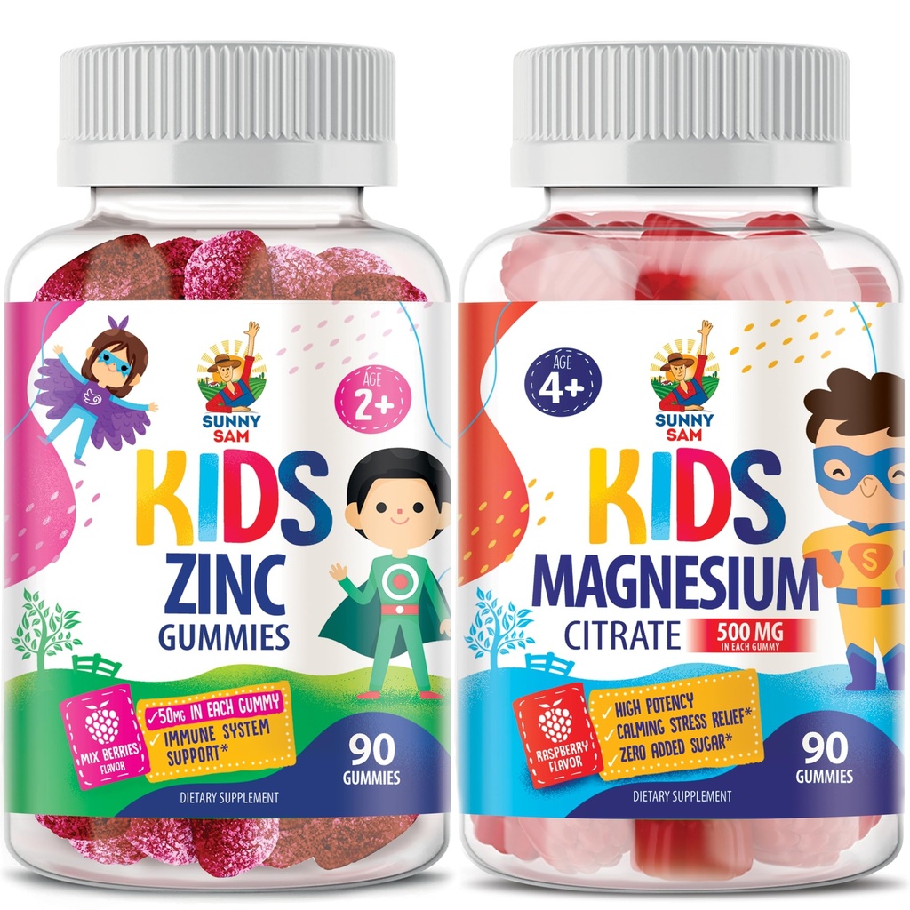 Gummie di Magnesio per bambini e adulti - 500mg & Zinc Gummies per bambini e adulti - Gomma civetta in zinco per il supporto immunitario - potente integratore naturale antiossidante non OGM per gli adulti di donna per bambini.