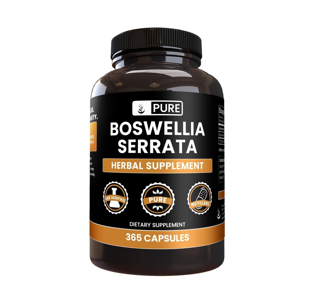 Ingredienti originali puri Boswellia Serrata (365 capsule) No Filler di Magnesio o Riso, Sempre Pure, Verified Lab