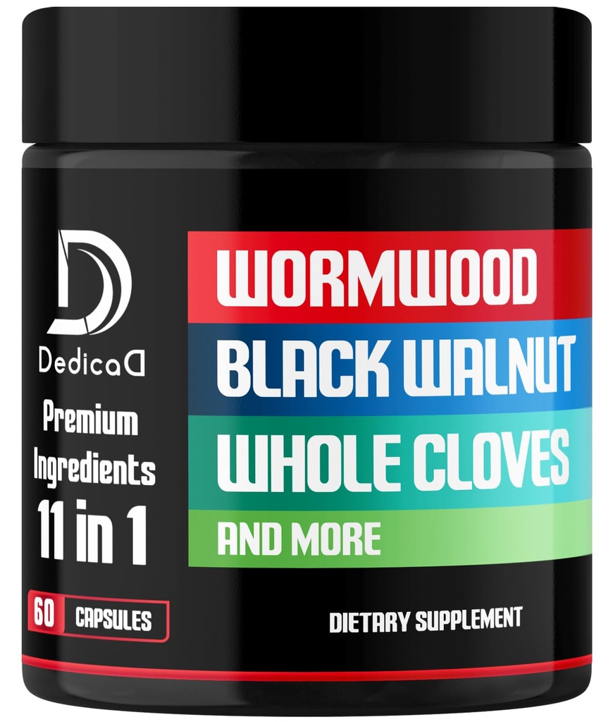 Wormwood Capsules Supplement - Estratto da Noce Nera, Cloves, Turmeric, Apple, Berberine HCl & More - 11 Ingredienti Combinati per Sistema Immune, Gestione del Corpo - 60 Capsule
