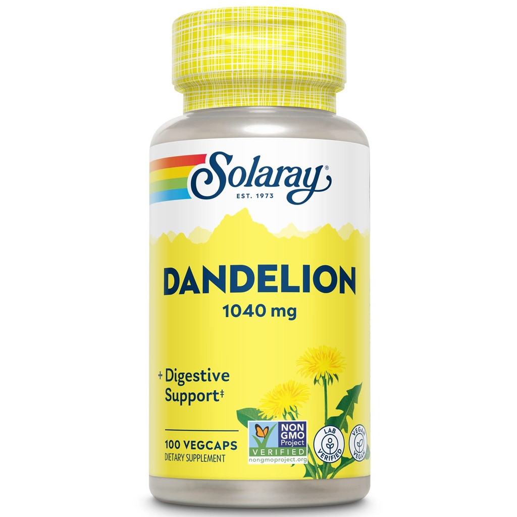 SOLARAY Dandelion Root | Liver sano, Rene, Digestione & Water Balance Support | Non-GMO, Vegan, 100 VegCaps, 50 Serv