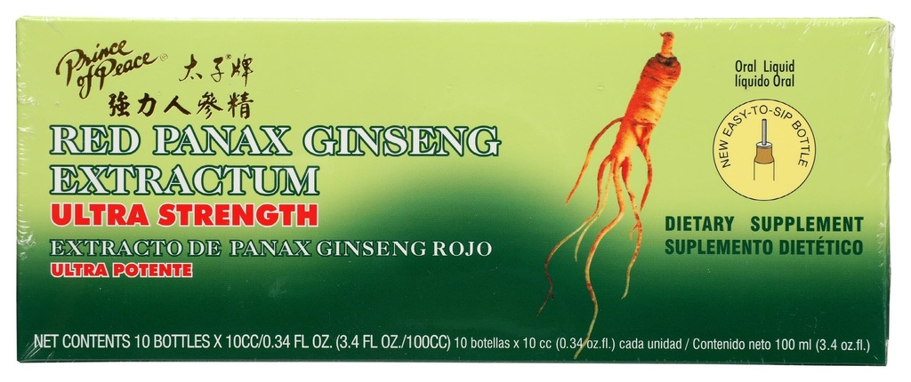 Prince of Peace Red Panax Ginseng Extractum Ultra Strength -- 3.4 oz - 10 bottiglie