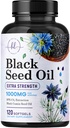 Olio di semi neri Softgels 1000mg - Premium Nigella Sativa Blackseed, Pure Natural Black Cumin Seed Oil & Antiossidante per pelle & supporto immunitario - Non OGM, Bottigliato in USA Supplement - 120 Softgels