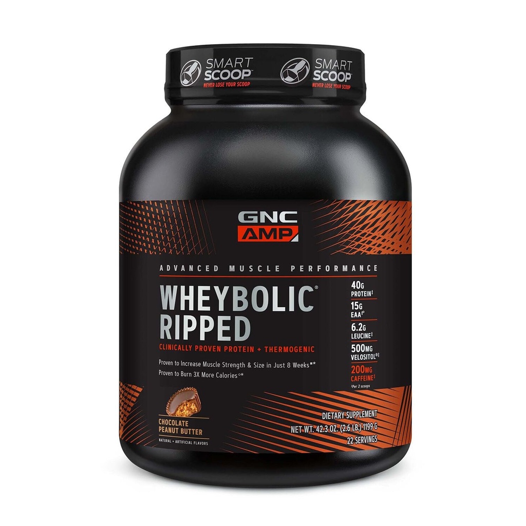 GNC AMP Wheybolic Ripped - Burro di arachidi al cioccolato (22 Serve)