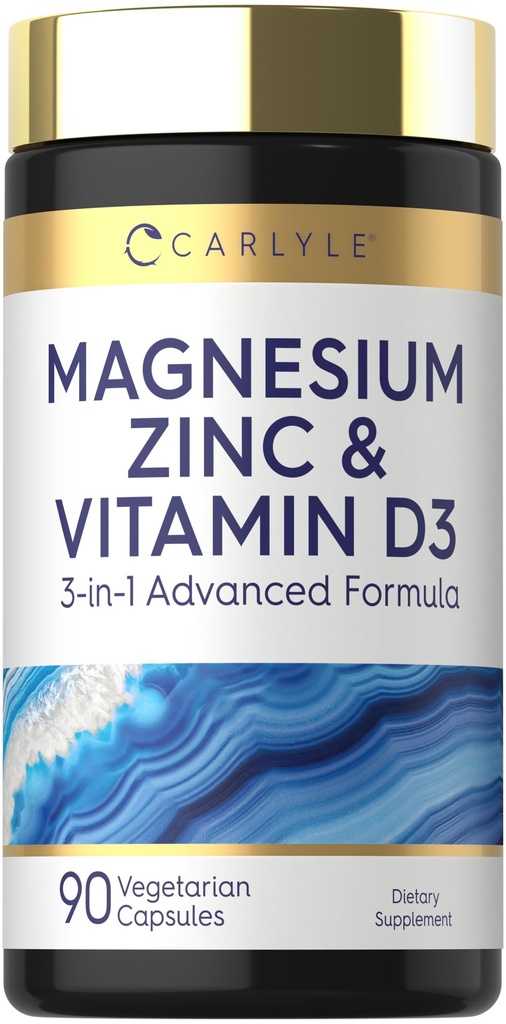 Carlyle Magnesium Zinc e Vitamina D3 | 90 capsule | Formula avanzata 3-in-1 | Vegetariano, Non OGM e Gluten Free