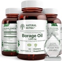 Integratore di olio di borragine naturale – Ricco nell'acido gamma-linolenico (GLA), un potente acido grasso essenziale Omega-6 noto per la pelle di sostegno, Nerve e Joint Health 90 Softgels.