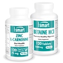 Supersmart - Zinc L-Carnosine + Betaine HCl Bundle (Gastric Health) | Non-GMO & Gluten Free - Capsule Vegetariani