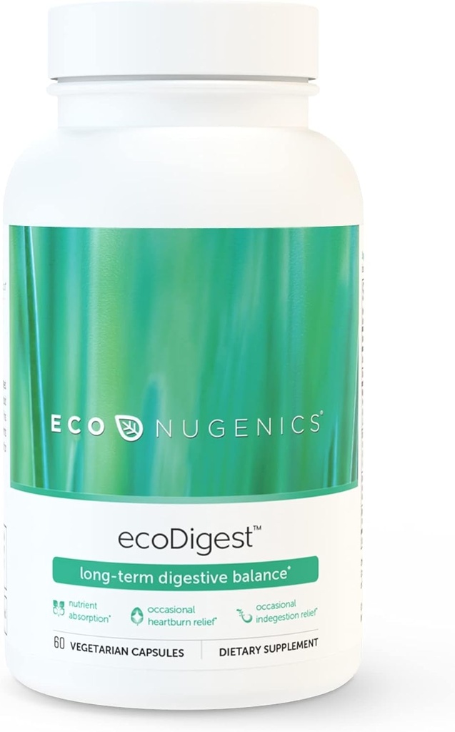 EcoNugenics EcoDigest Digestive Health Supplement - 60 Capsules- Supporto Digestivo - Erbe, Funghi Medicinali & Enzymes