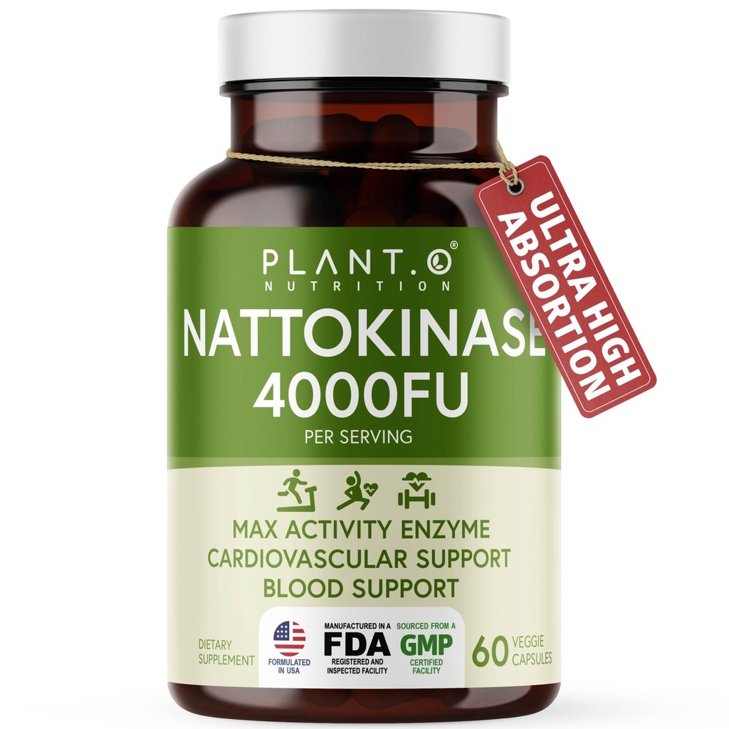 Nattokinase Supplemento con Max Enzyme Support - 4.000 FU Per Serving - Formula Premium Nattokinase per Heart Health Support - 60 Capsule - Made in USA