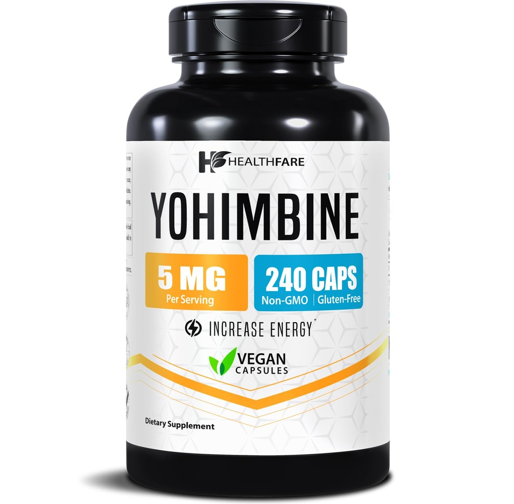Salute Yohimbine HCL 5mg | 240 capsule vegane | Formula di massima resistenza | Vegan, Non OGM, Gluten-Free | Made in USA