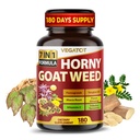 Horny Goat Weed 600 mg con Yohimbine, Tongkat Ali, Maca, Tribulus & Panax Ginseng – 8-in-1 resistenza & Vitality Support – 180 capsule – Vegatot – senza glutine, Lab verificato