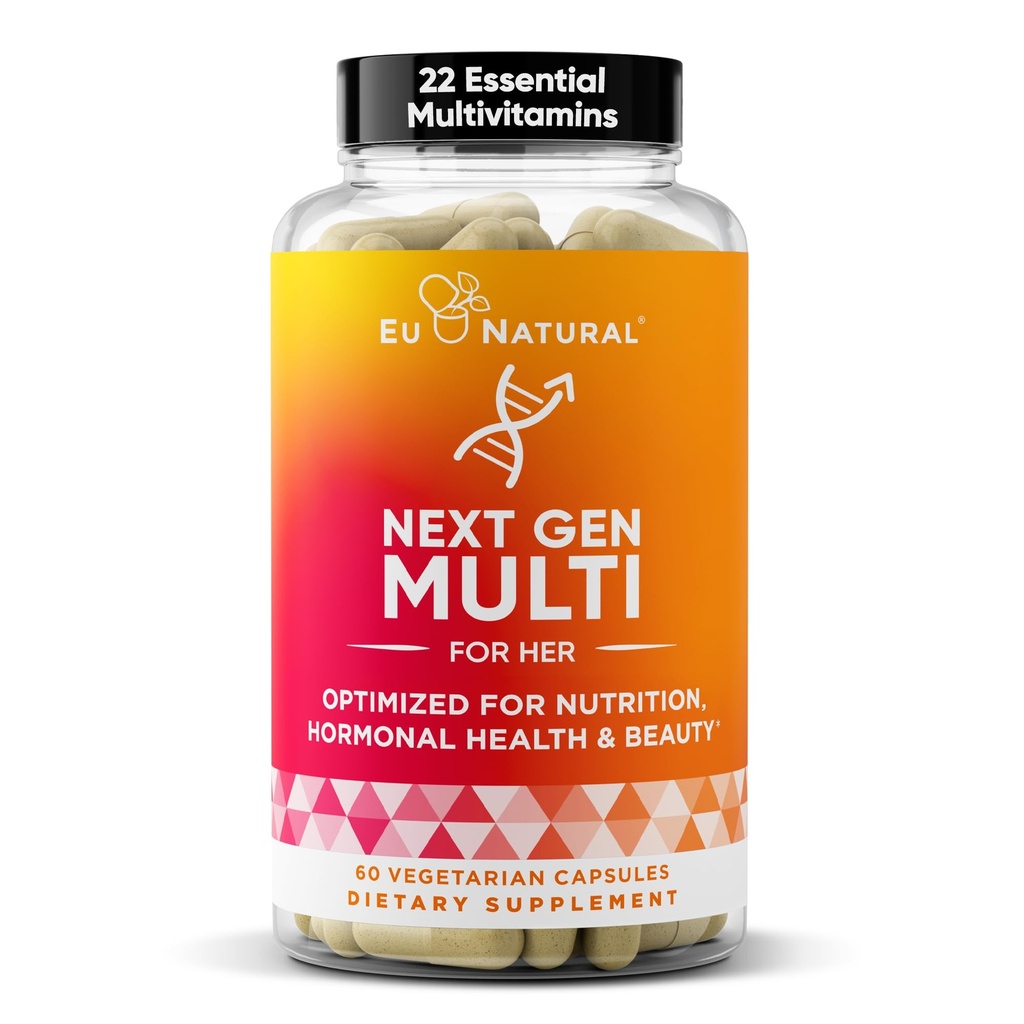 Next Gen Multivitamin per le donne – 22 Vitamine ottimizzate per l'immunità, la bellezza, il cervello, l'energia, le ossa e il cuore – Vitamina C, D, E, K, ferro, B6 e DHA - 60 capsule vegetali vegetariane (Packaging May Vary)