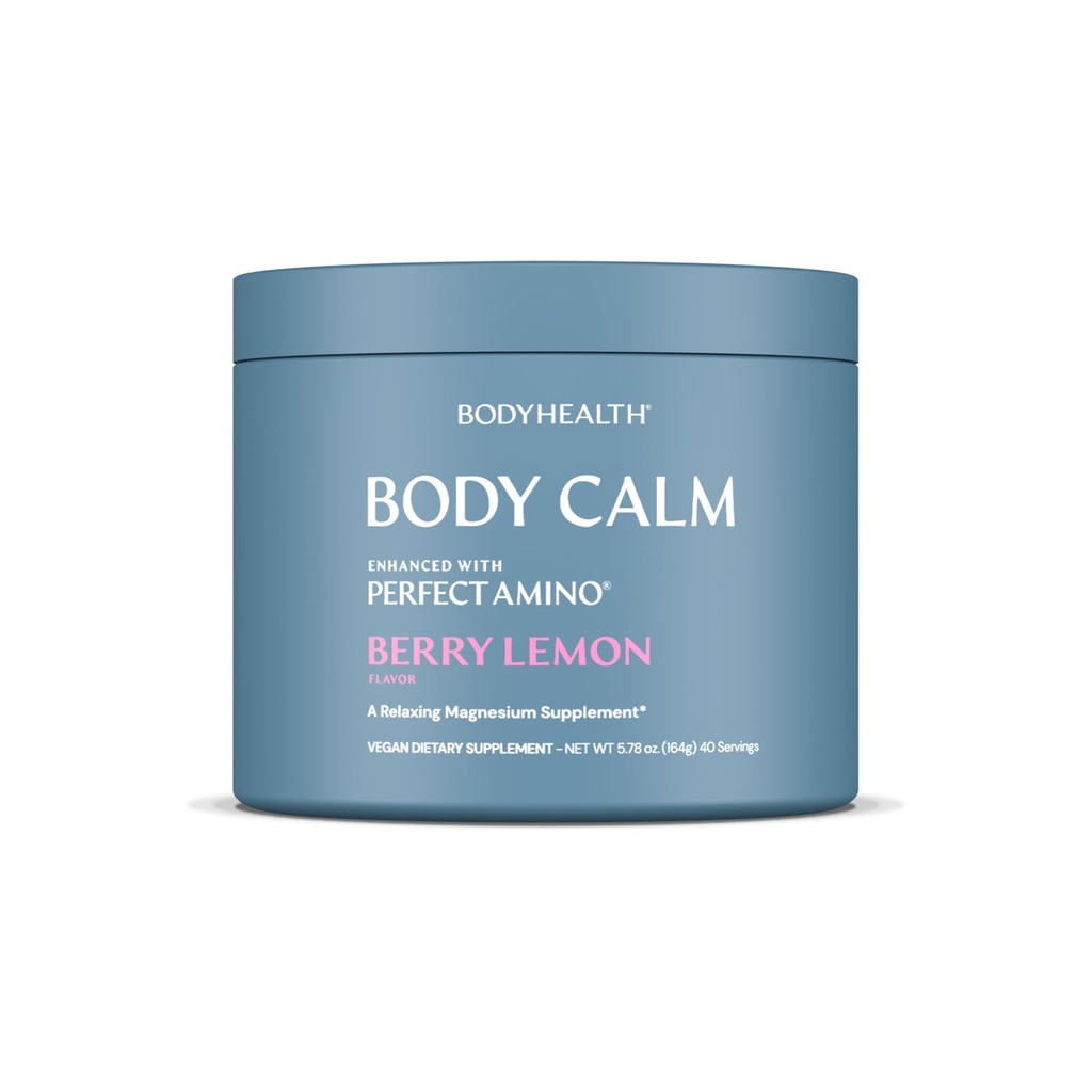 BodyHealth Body Calm Migliorato con PerfectAmino, Alto assorbimento Magnesio Supplemento per gli uomini e le donne, Polvere di magnesio per il sonno, Berry Lemon (40 Serve)
