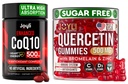 Quercetina con Bromelain & CoQ10 500mg Bundle – 120 Coenzyme Q10 Softgels + 60 Gummie di Quercetina senza zucchero con Zinco, Vitamina C & D3 – Immune, Supporto per il cuore e l'energia – USA