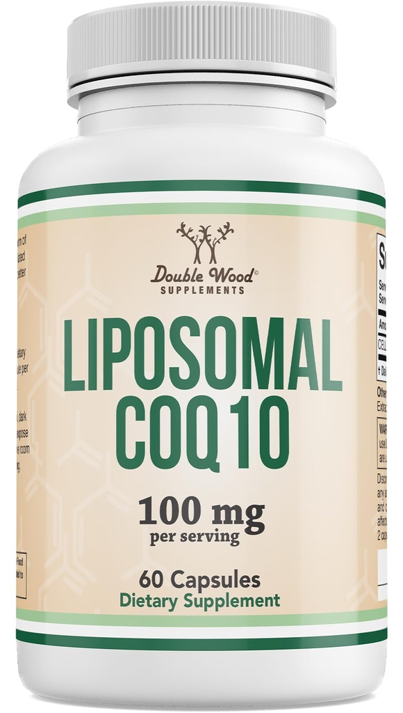 Liposomal CoQ10 Integratore per Antiossidante & Energy Support (100mg Per Serving, 60 Day Supply), Terze Parti Testata, Vegan Safe, Non OGM di Double Wood