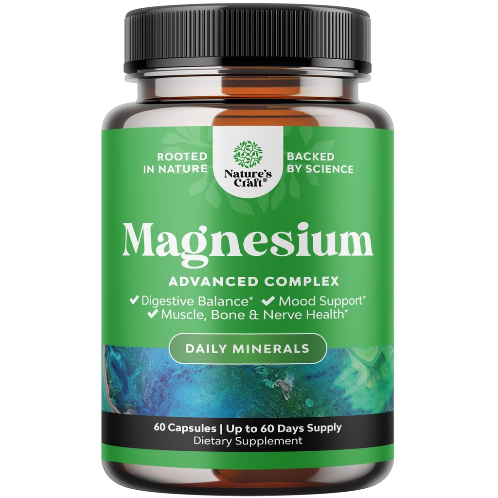 Alto assorbimento Magnesio supplemento complesso - Magnesio Ossido 500mg con Citrato 500mg per il sonno e il sostegno del mood - Citrato puro per la funzione di Stomach muscolare e digestione