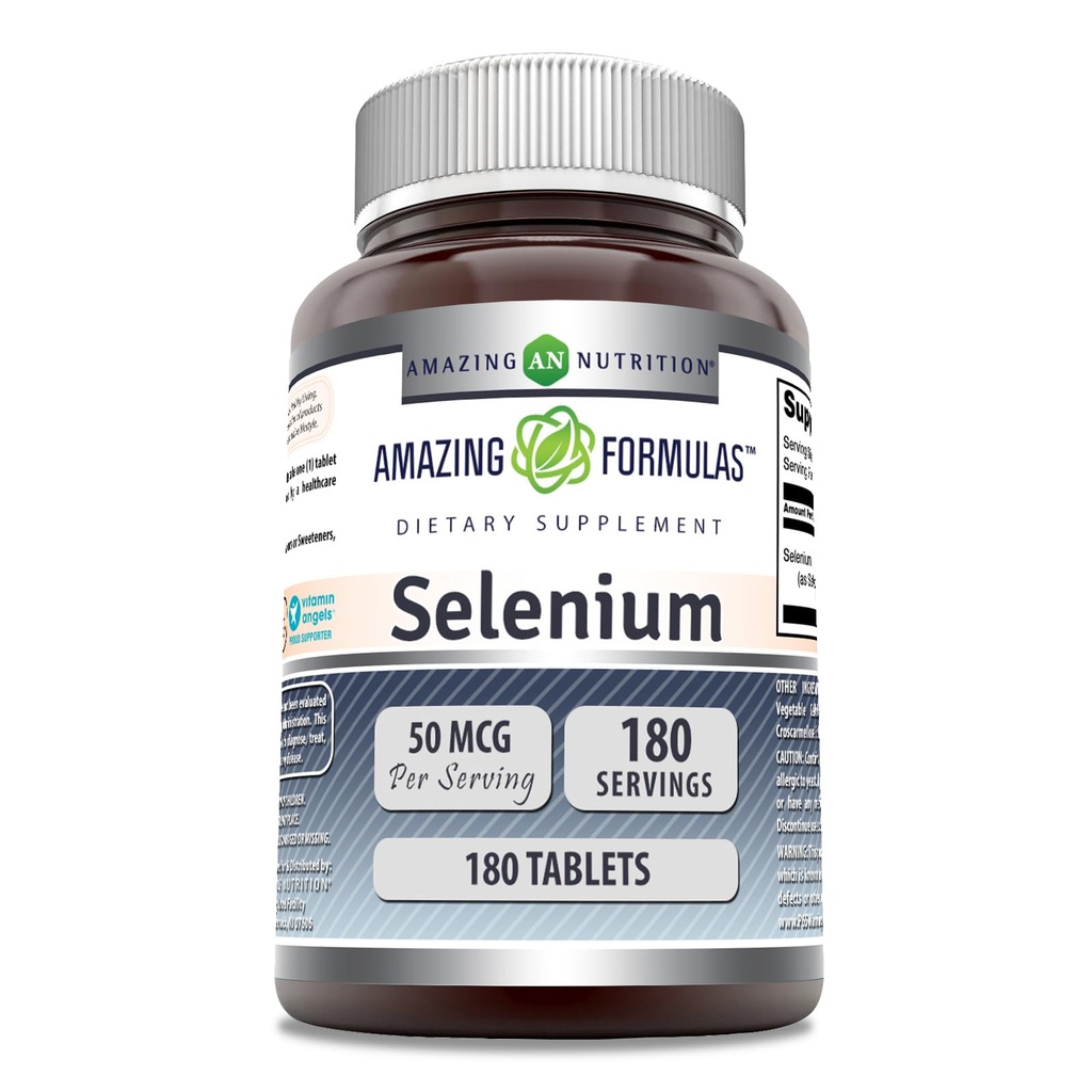 Amazing Formulas Selenium 50 Mcg per Serving | 180 Tablets Supplemento | Non-GMO | Made in USA