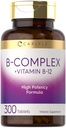 Carlyle B-Complex Vitamin con B12 | 300 compresse | Formula ad alta potenza | Supplemento vegetariano e non OGM