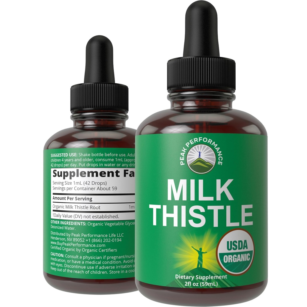 Estratto di cardo del latte organico di USDA gocce di liquido Vegan. Integratore di erbe del fegato Detox. Zucchero Zero, Grande per Digestione e A Cleanse. Pure Organic Latte Thistle Tincture Integratori per Donne e Uomini