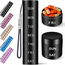 Organizzatore di pillole di viaggio in alluminio, Caso di vendita calda in metallo,Pill Holder, Moisture Proof impermeabile Daily Pill Box 7 giorno, Grande contenitore di pillole per tenere vitamine,Medicazione,Supplements 【Black Knurlings