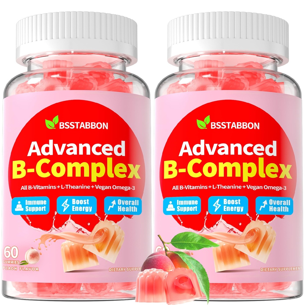 Organico Methylated Vitamin B Gummies: Natural Complex Supplement con B1 B2 B3 B5 B6 B7 B9 B12 Plus D3 Zinc Magnesium Ashwagandha Omega3 - Supporto energetico per il lavoro Adulti Donne Uomini(120Count)
