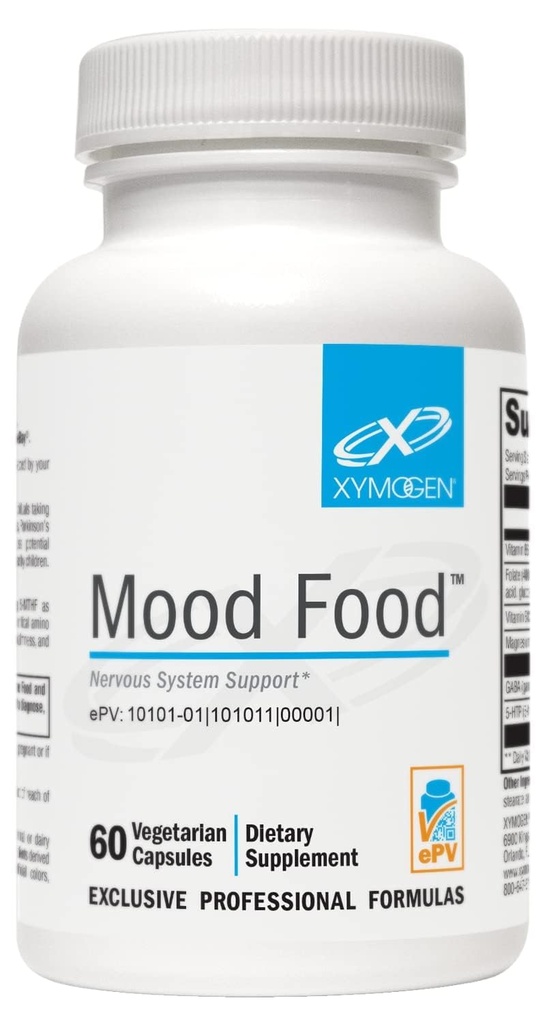 XYMOGEN Mood Food - Sistema nervoso, Rilassamento & Mood Support Supplemento - Folate, B12, B6 con Magnesio, 5-HTP & GABA Supplement - Vegan & Non-GMO (60 capsule)