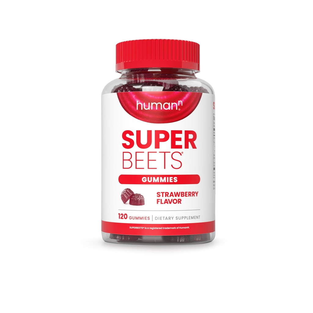Gummie di cuore di fragola di HumanN SuperBeets - Estratto di semi di barbabietola &amp; semi di grano, 120 conte