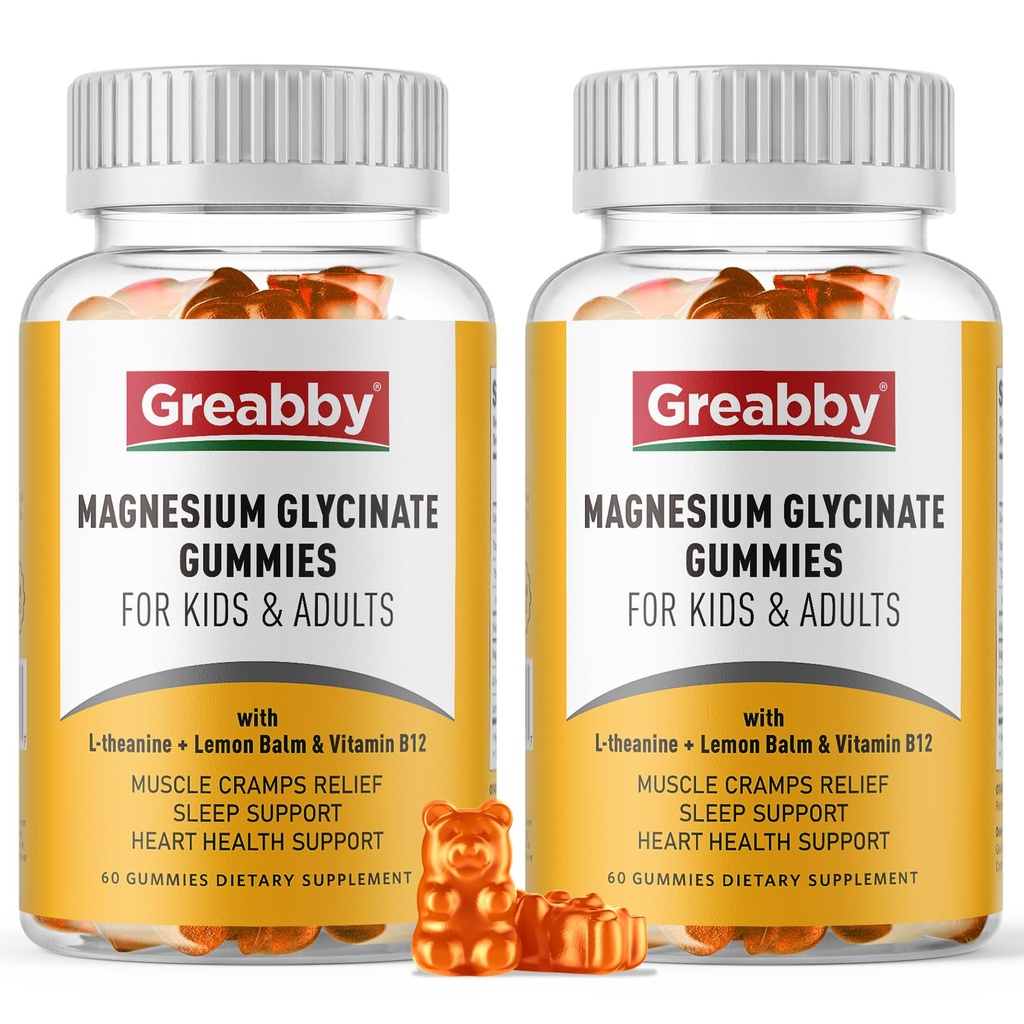 Magnesio Glycinate Gummies per bambini e adulti - Magnesio Glycinate 300mg Chewable Supplement - Promuove il sonno, il muscolo, il rilassamento (120Count)