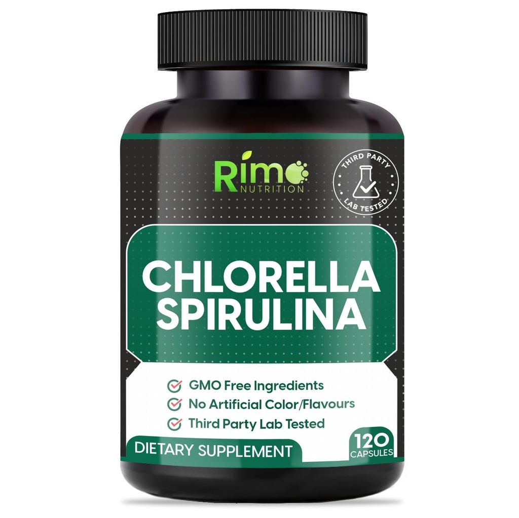 Lab testato Spirulina e clorella capsule 1000 mg Per Serving- Purest alghe verdi non irradiate - Migliore proteina vegana cruda - Superfood verde