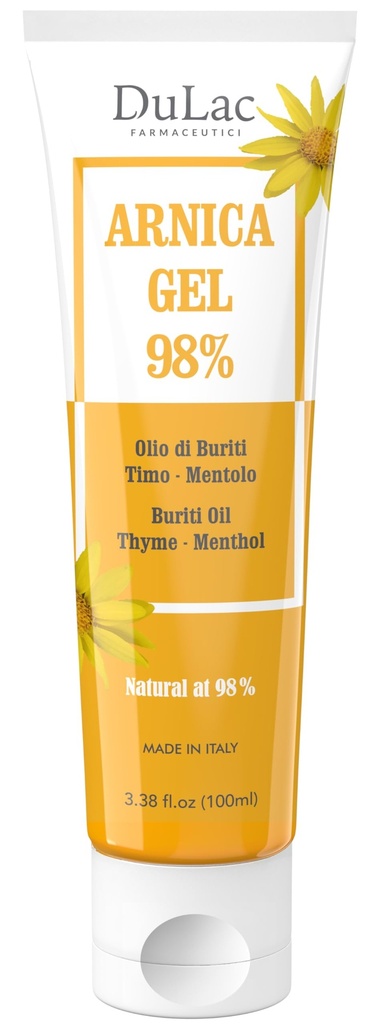 Dulàc - Arnica Gel per la spazzolatura e il gonfiamento 3.38 Fl Oz, 98% Arnica Montana Crema Extra Forza per il muscolo e Joint Relief, Formula naturale non grassa, Effetto fresco, Alcol Free