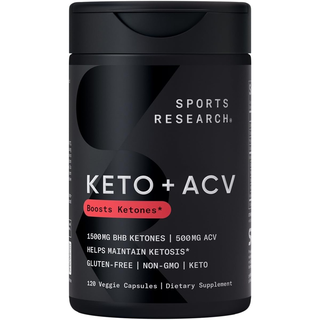 Sport Ricerca® Keto Plus ACV Capsule - Supporto Dieta con 500mg di Aceto di Sidro di Mele & 1500mg goBHB® Chetoni Esotici - Gluten Free & Keto Certificati - 120 capsule vegetali
