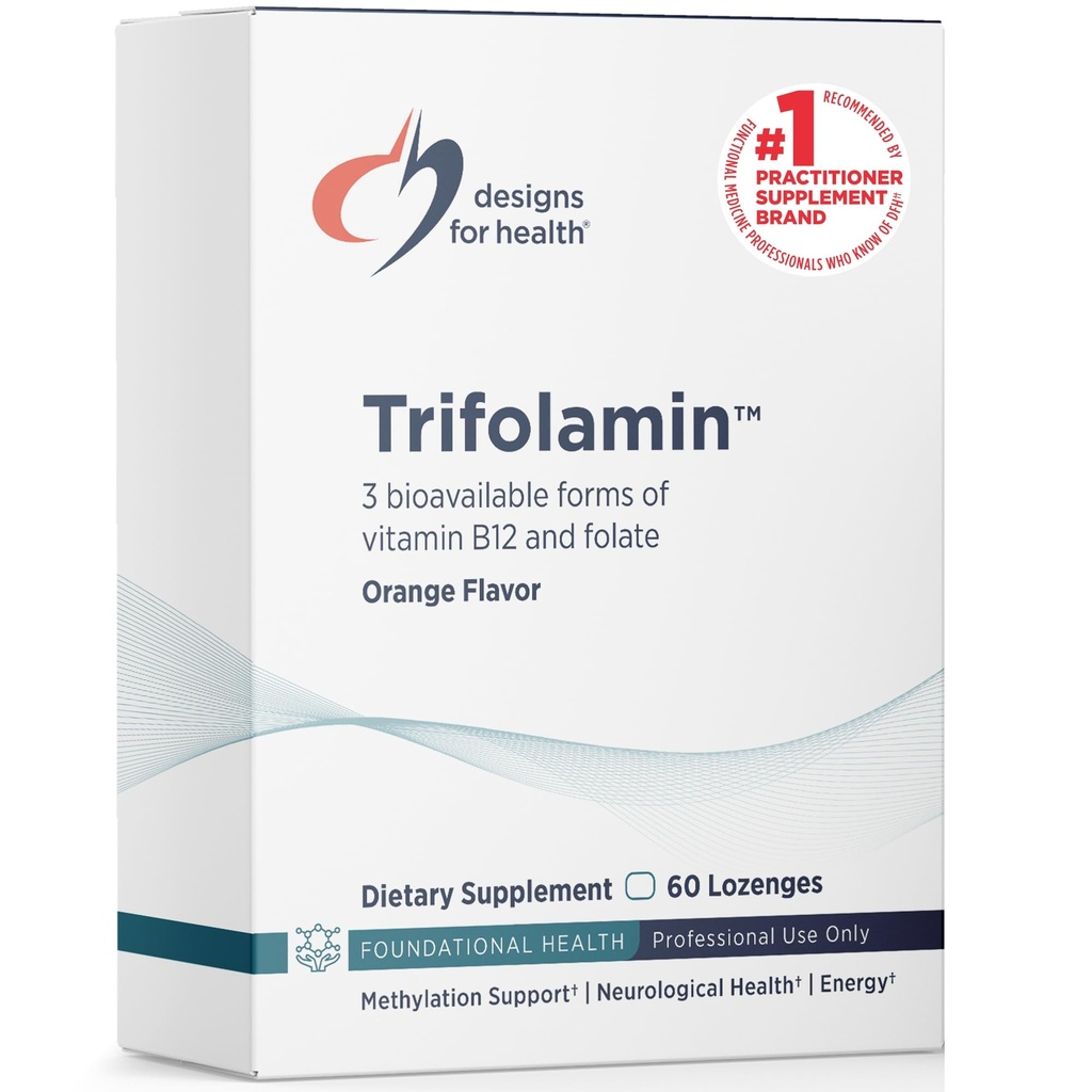 Designs for Health Trifolamin B12 + Folate Lozenges - 3000mcg B12 (tre forme) + MTHF Methylfolate Supplement - Delicious Orange Flavor, Fast-Dissolve Tablets (60 Lozenges)