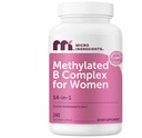 Micro Ingredienti Complesso B etilato per le donne, 240 capsule vegetariane | Vitamine B attivate con Methylfolate, Methyl B12, DIM & Inositol Complex | Formula di vitamina B bioattiva 14-in-1