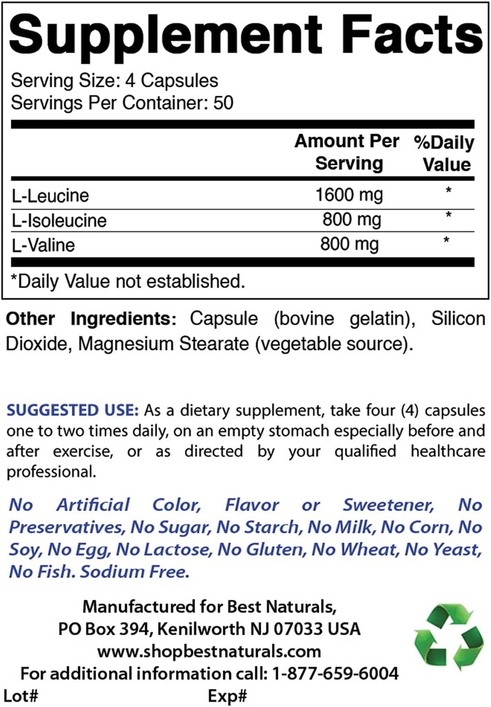 Migliori naturali BCAA 3200mg & B-100 complesso