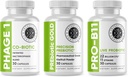 Intestinal Fortitude Gut Health Supplement Bundle - Prebiotic Gold, PRO-B11, Phage 1 - w/Gold Kiwifruit Pectin, SCFAs, e 22 miliardi di CFU per il supporto Microbiome, Gluten, Soy, & Dairy-Free Capsule