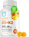 DR. MORITZ Vitamina D3 Gummies (5000 UI) con K2 - per adulti e bambini - Vitamina D3 K2 Gummies per il supporto immunitario & Bone Salute - Vegan, Sugar Free, Gluten Free (60 Conteggio)