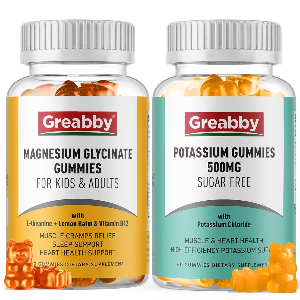 Gummie di magnesio di potassio, cloruro di potassio 500mg, glicinato di magnesio 300mg, integratori minerali per la famiglia