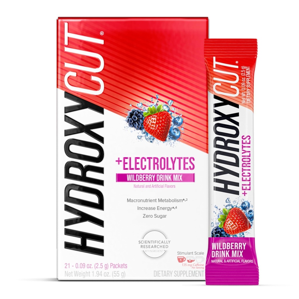 Hydroxycut Drink Mix - Risultato Avanzato - Metabolismo & Energy Support - C. Canephora Robusta Extract, 135 mg Caffeina & B Vitamine - per Men & Women - Wildberry Blast - 21 Stick Packs