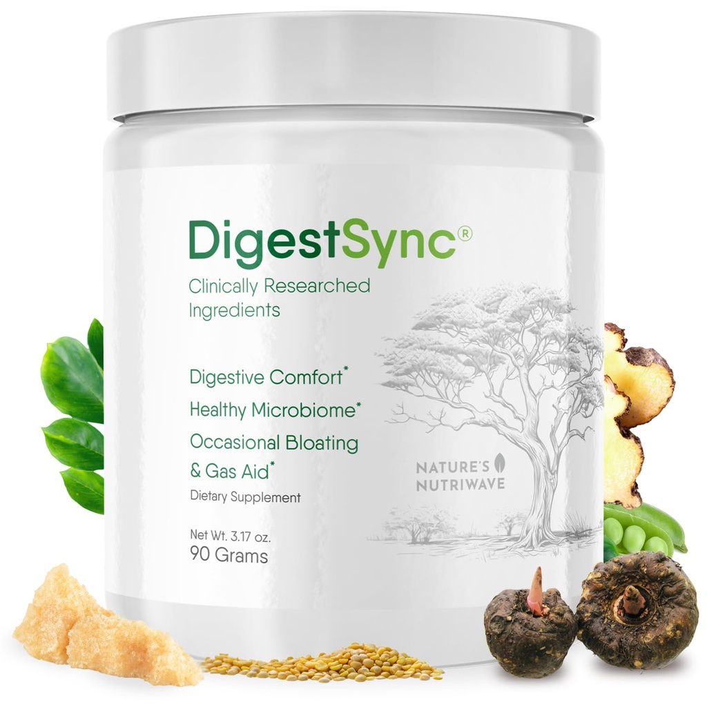 DigestSync Digestion Supplemento per Gut Health - Polvere naturale per il supporto digestivo, Bloating Relief per le donne e gli uomini, 100% polvere verde naturale - 1 mese di alimentazione