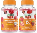 Bambini di Magnesio vitali + Vitamina D Bambini, Gummies Bundle - Grande degustazione, Supplemento di vitamina, Senza glutine, OGM libero, pancia masticabile