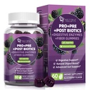 Migcopat Pre Post Probiotics Gummies, Probiotici Prebiotici Enzimi postbiotici con fibra, 120 miliardi di CFU Probiotici Supporto Gut completo, Sugar Free, Vegan, BlackBerry Flavor, 60 Ct