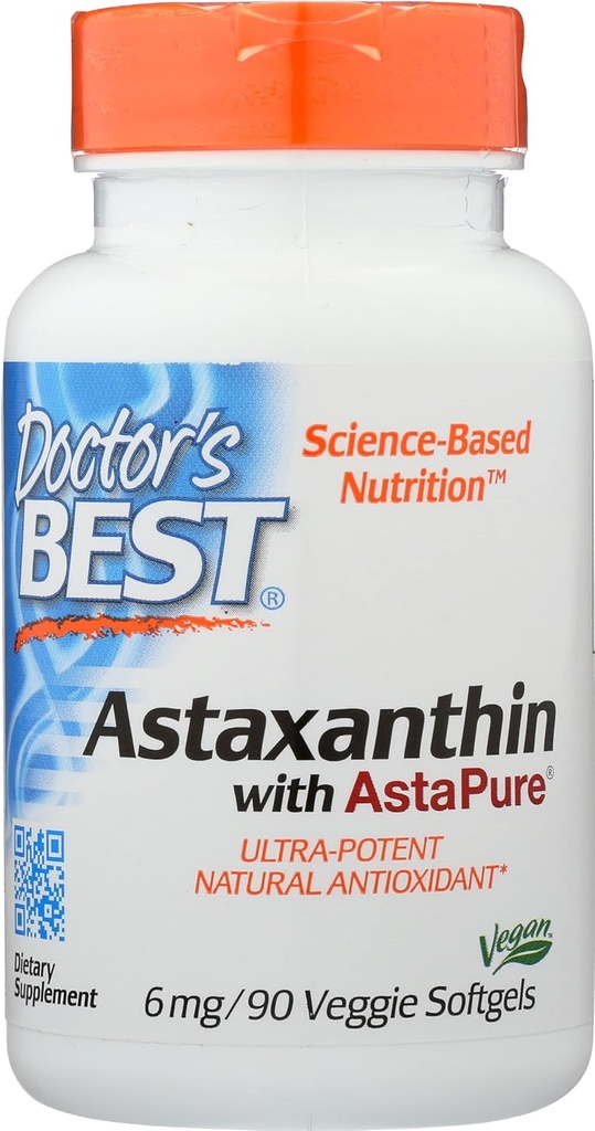 Medici Migliore Astaxantina con AstaPure 6 MG, Non OGM, Vegan, 90 Softgel (Pacchetto di 1)