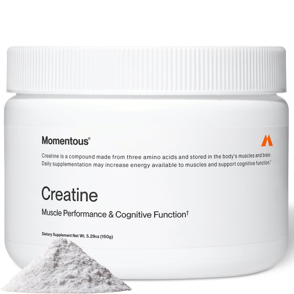 Momentous Creatine Monohydrate Powder - Polvere di creatina - Supporta resistenza, muscolare magra, & Recupero per uomini e donne - NSF Certificata per lo sport - 5 g per porzione - 30 Serve