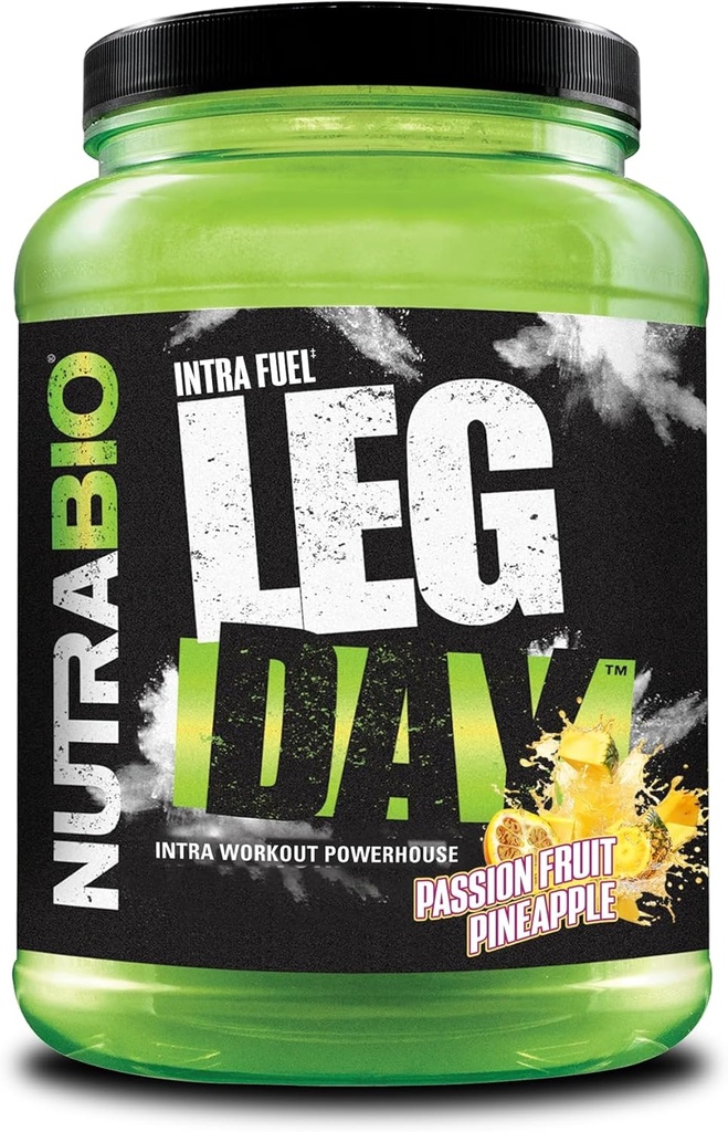 NutraBio Leg Day Intra Workout Powder – Advanced Carb Supplement with Cluster Dextrin & Electrolytes –Carb Powder with EAAs/BCAAs – Dextrin Cyclic for Performance - Passion Fruit Pineapple,20 Servings