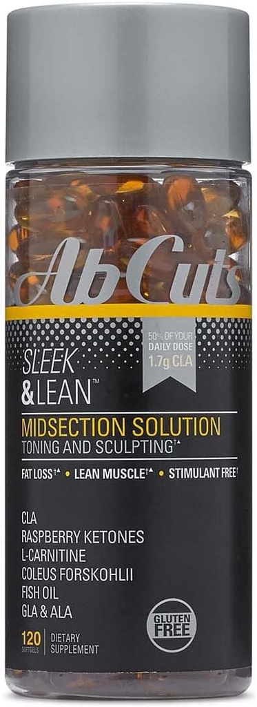 Sleek and Lean - 120 Easy-to-Swallow Softgels - CLA Supplemento, Fish Oil, Flaxseed Oil, L-Carnitina - Aiuta ad aumentare l'alimentazione antiossidante
