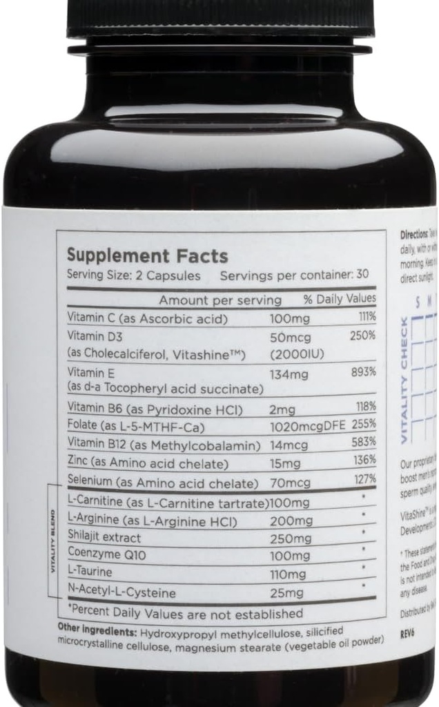 Beli Men Prenatal Multivitamin Preconception Fertilità Supporto, Migliorata salute dello sperma, Conteggio dello sperma & Motilità, Testosterone, 60 capsule con vitamina E, B6, B12, Zinco, Folate & CoQ10, Alimentazione di 30 giorni